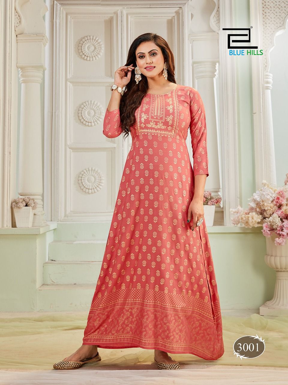 Blue Hills Poshak 3 New Exclusive Wear Rayon Long Printed Kurti Collection